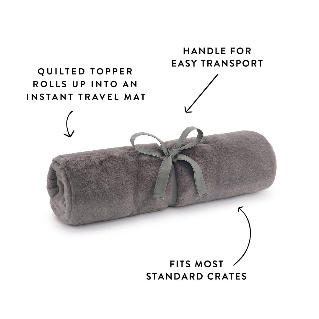 Smoky Gray Recycled Faux Fur Bolster Dog Bed from The Foggy Dog
