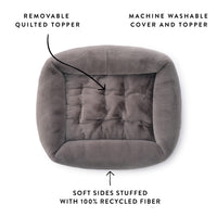 Smoky Gray Recycled Faux Fur Bolster Dog Bed from The Foggy Dog