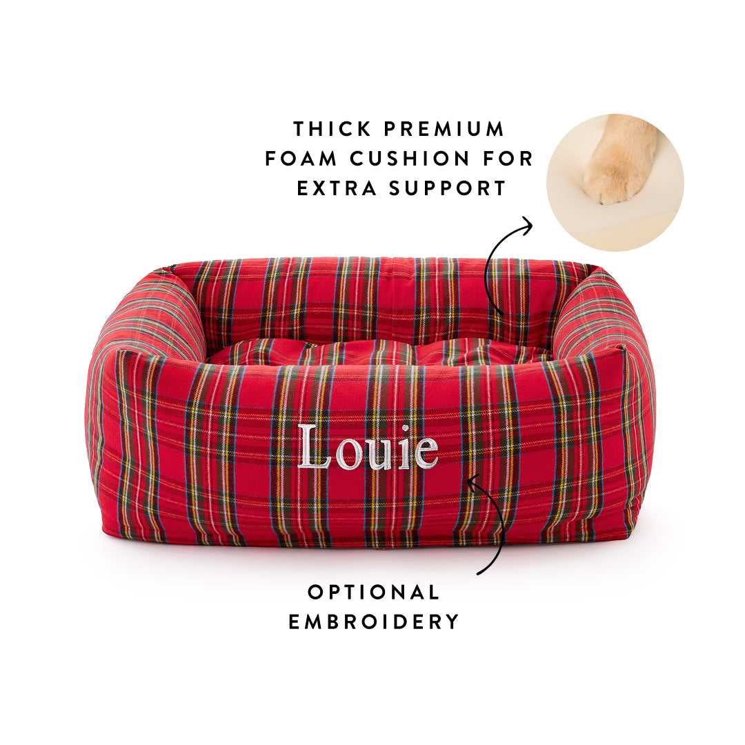 Tartan Plaid Flannel Bolster Dog Bed view 2