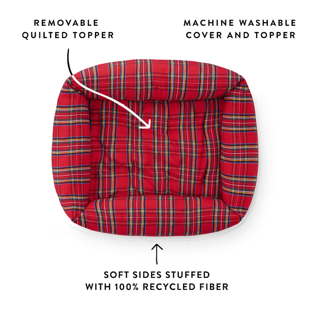 Tartan Plaid Flannel Bolster Dog Bed view 3