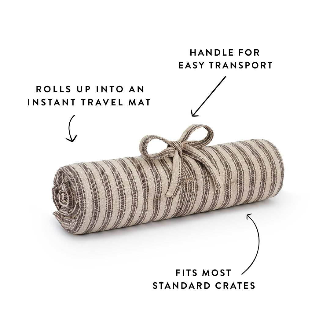 Ticking Stripe Dog Travel Mat from The Foggy Dog