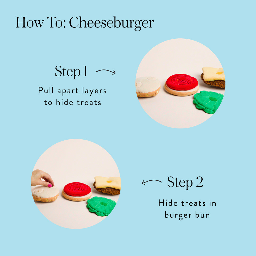 Cheeseburger Interactive Snuffle Dog Toy from The Foggy Dog
