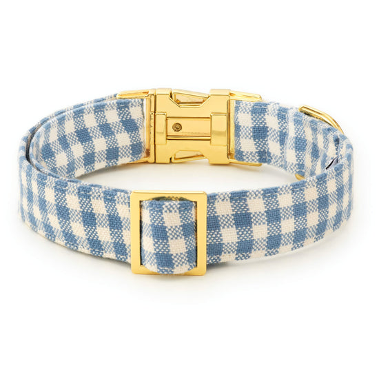 Draper James x TFD Cloud Blue Gingham Dog Collar from The Foggy Dog
