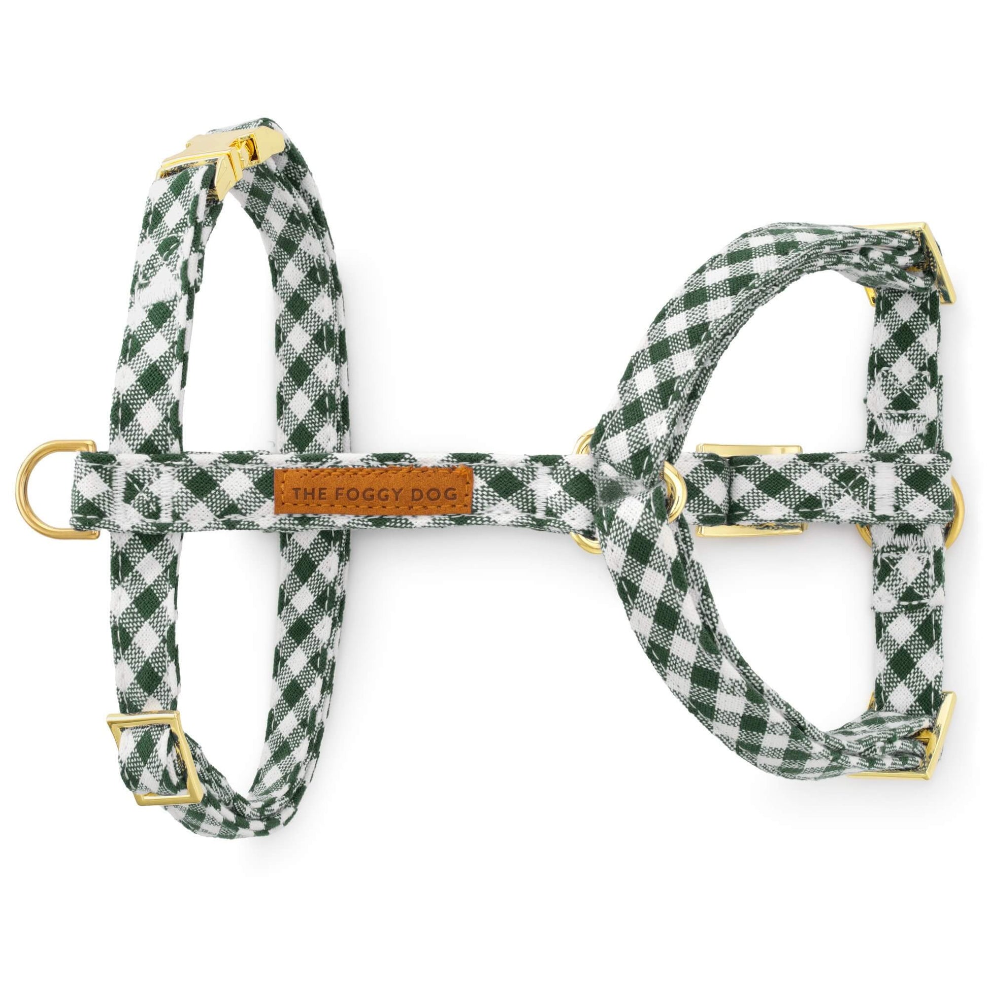 Evergreen Gingham Dog Harness from The Foggy Dog