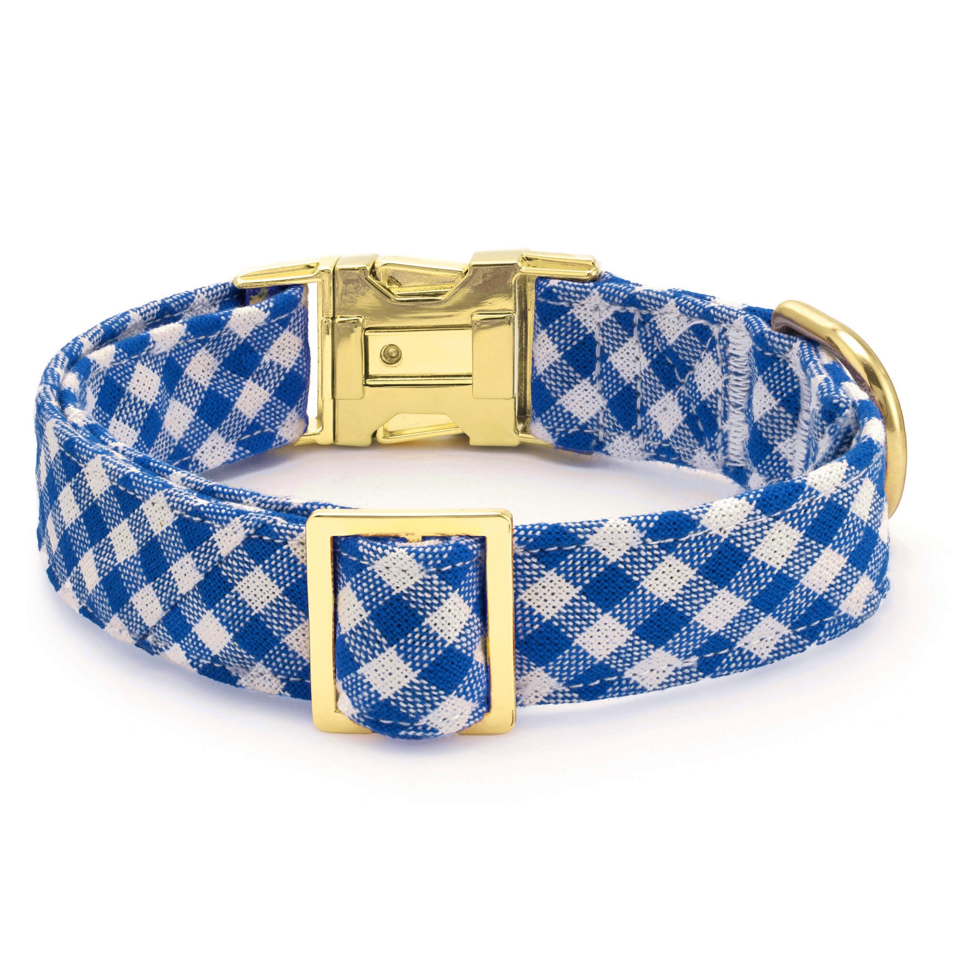 Lake Blue Gingham Dog Collar