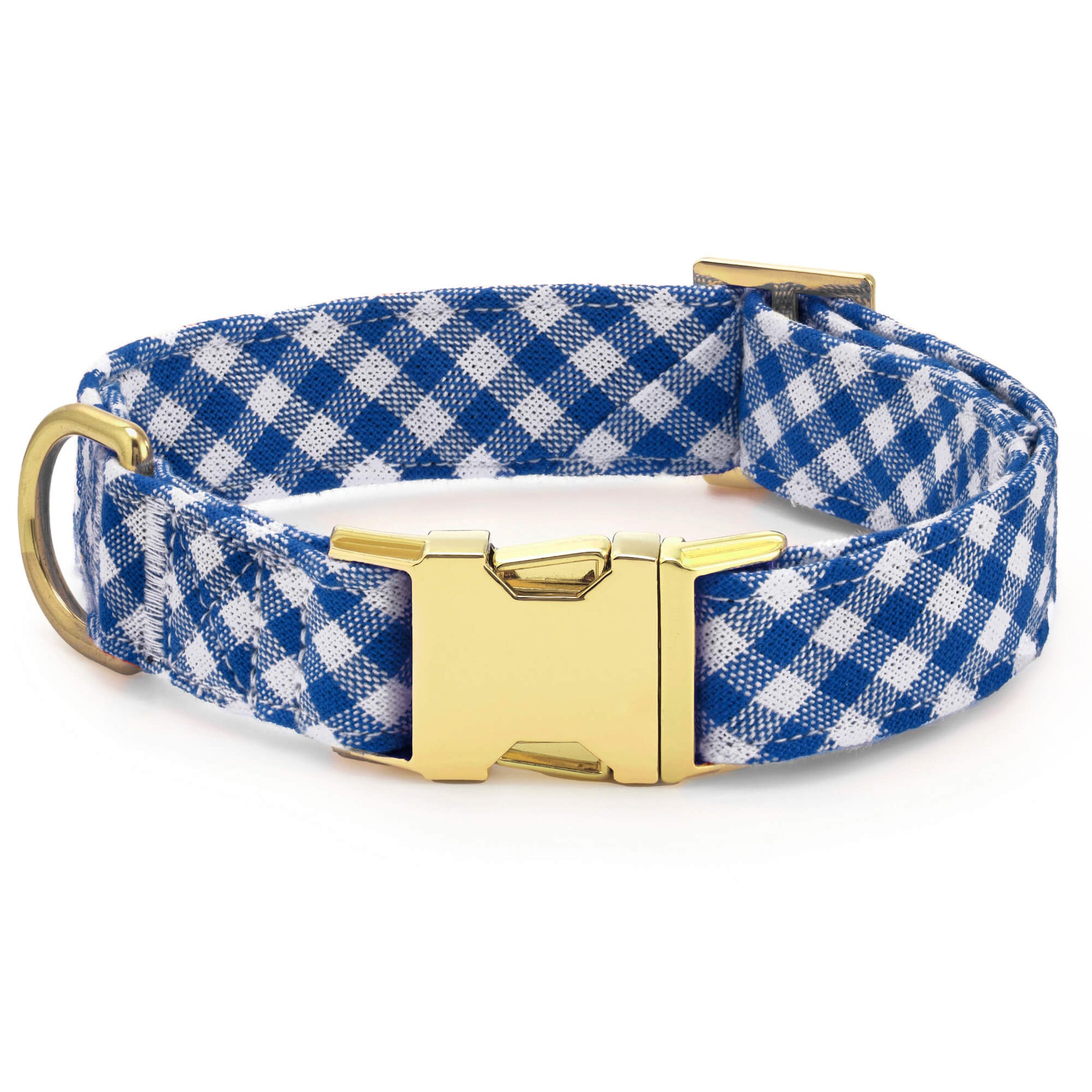 Lake Blue Gingham Dog Collar