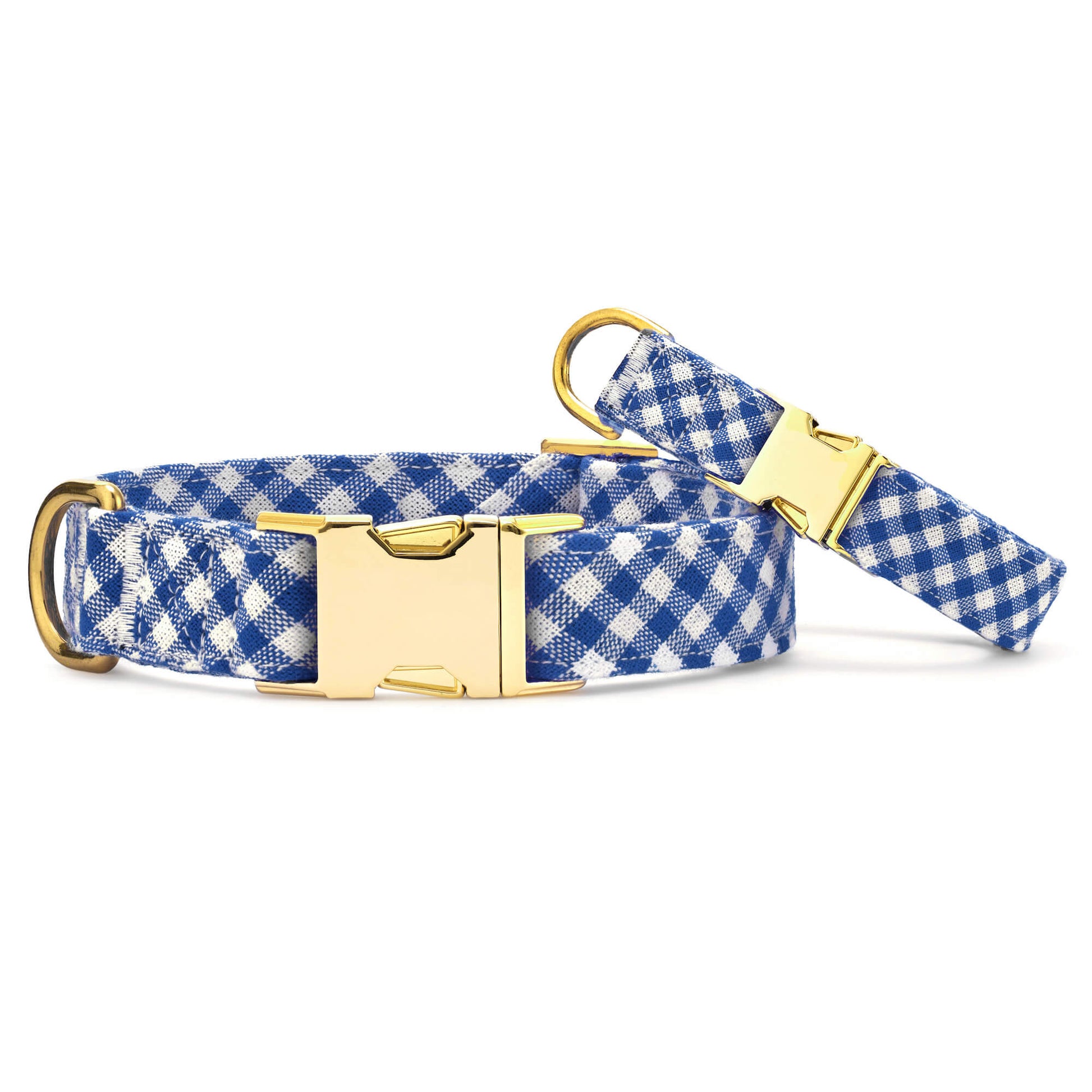 Lake Blue Gingham Dog Collar
