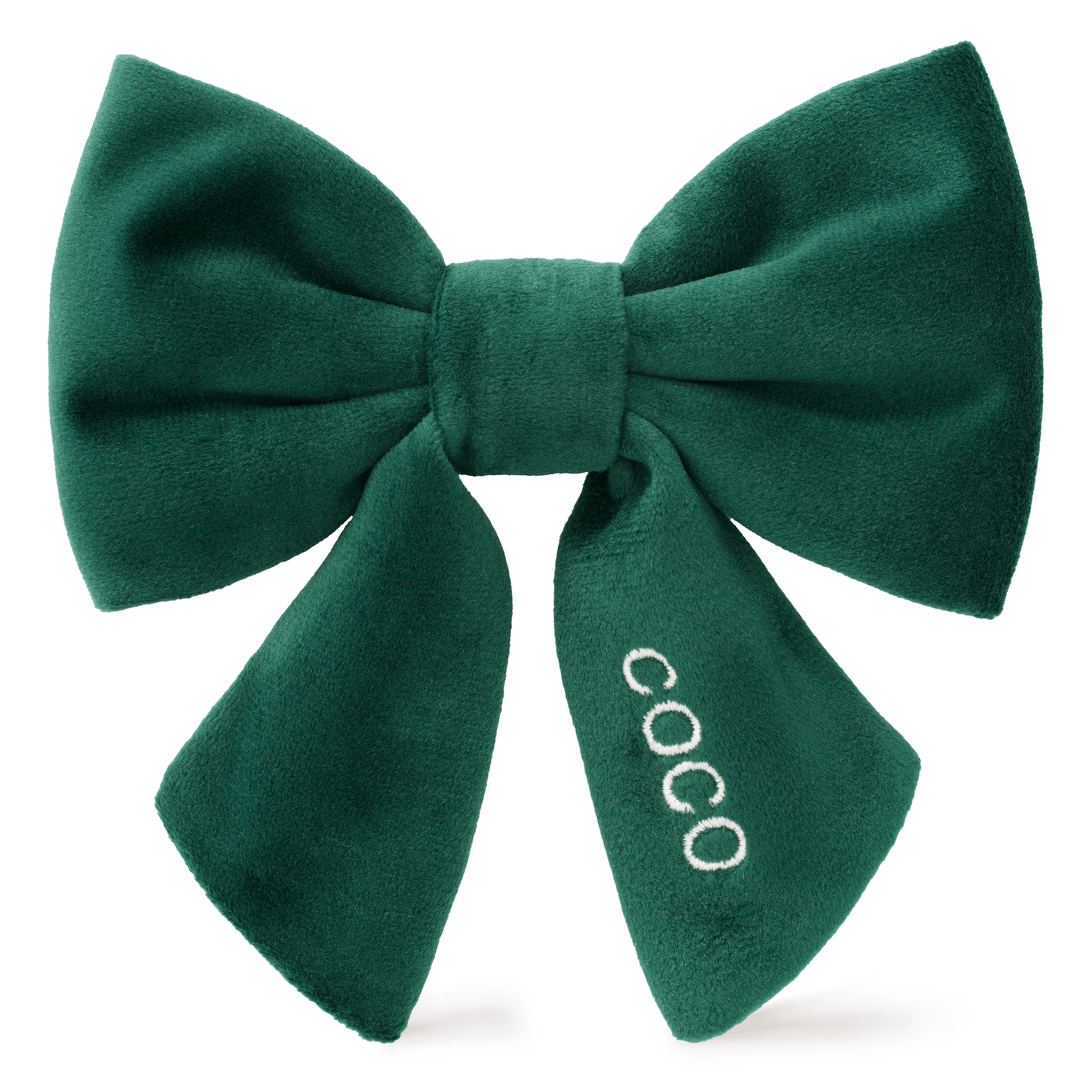 Forest Green Velvet Lady Dog Bow from The Foggy Dog