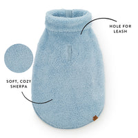 Cornflower Blue Quarter-Zip Sherpa Dog Jacket from The Foggy Dog