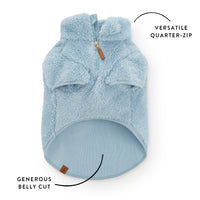 Cornflower Blue Quarter-Zip Sherpa Dog Jacket from The Foggy Dog