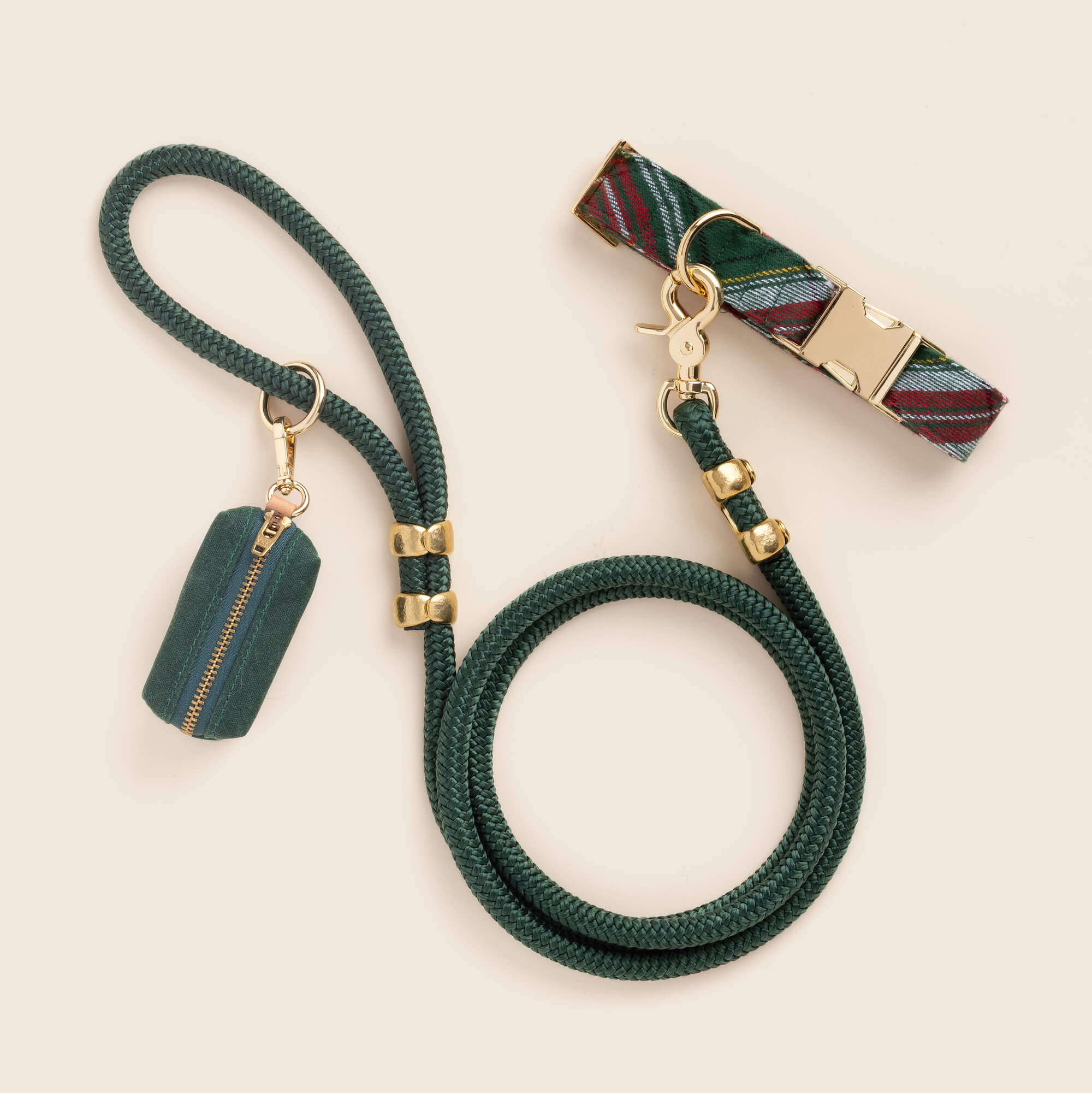 Holly Jolly Plaid Flannel Collar Walk Set