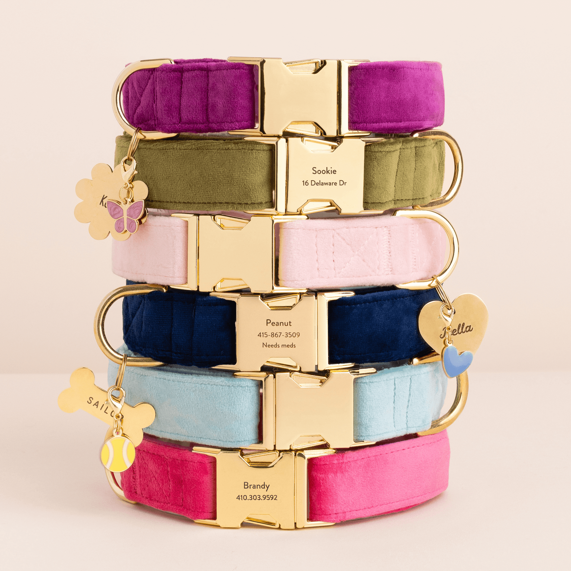 Velvet Dog Collars, Charms, and Pet ID Tags from The Foggy Dog