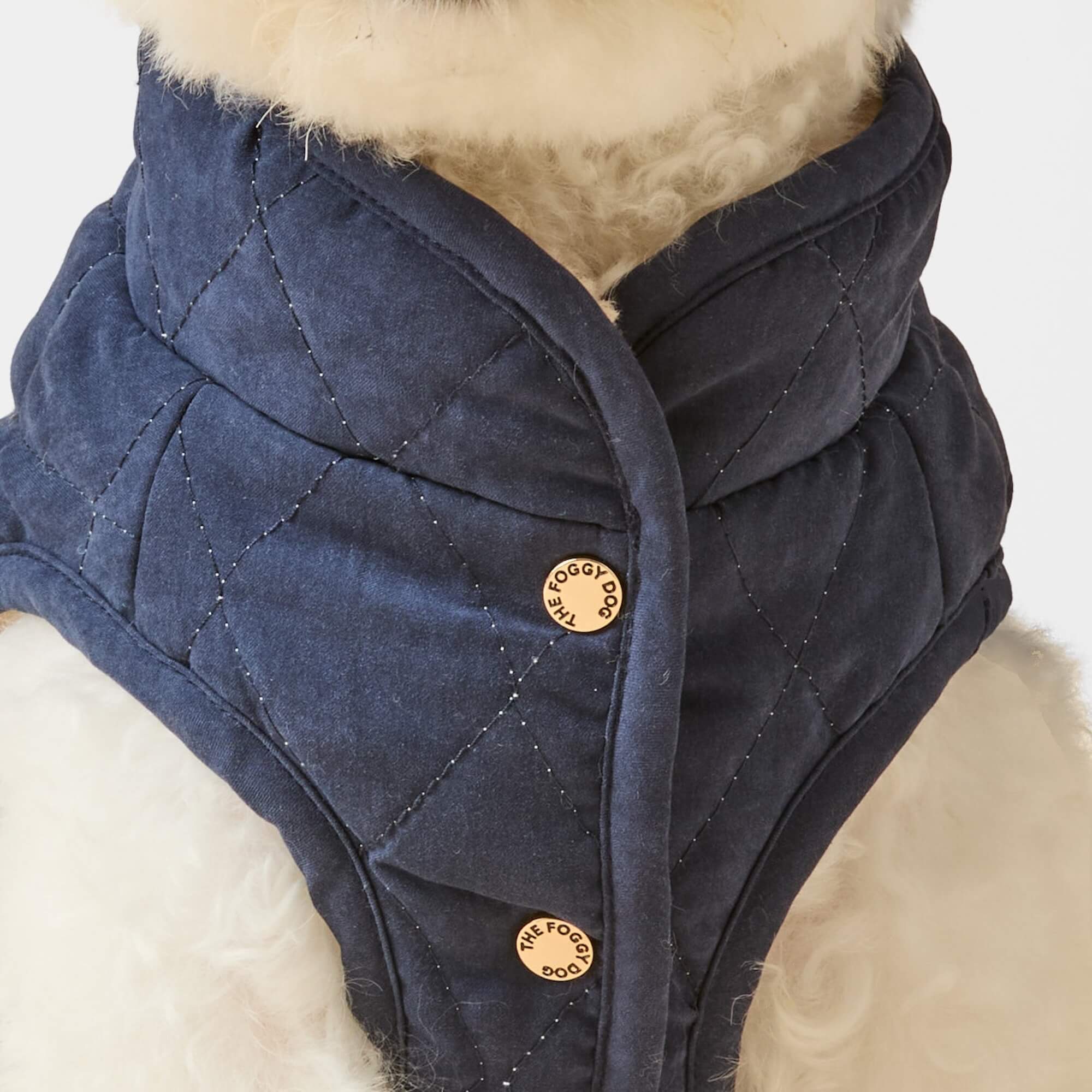 Navy Sherpa-Lined Reversible Dog Jacket – The Foggy Dog