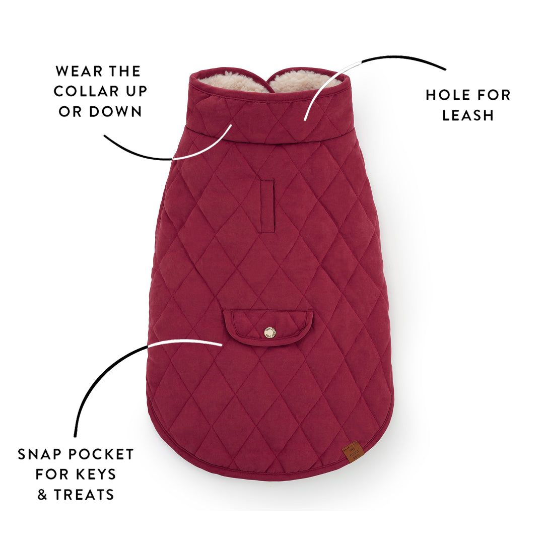 Currant Sherpa-Lined Reversible Dog Jacket from The Foggy Dog