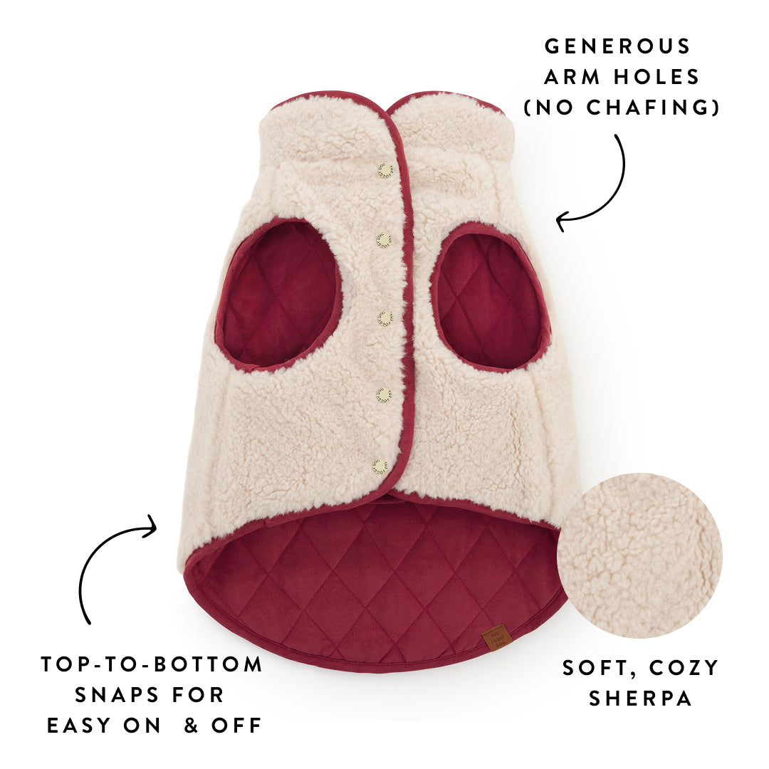 Currant Sherpa-Lined Reversible Dog Jacket from The Foggy Dog