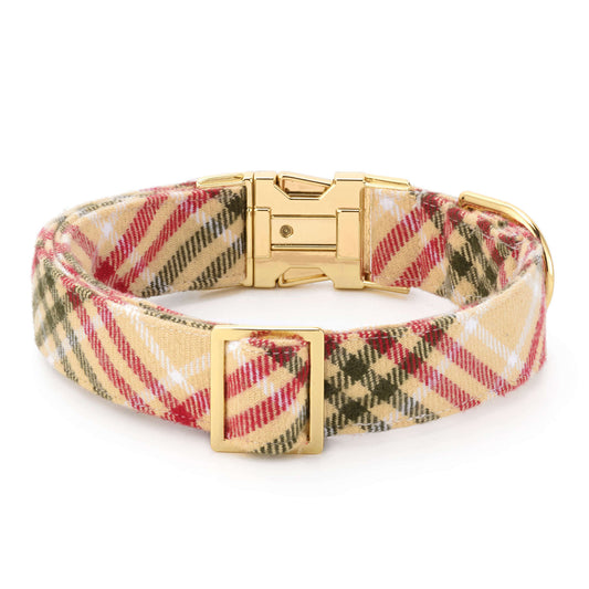 Eggnog Plaid Flannel Dog Collar view 2