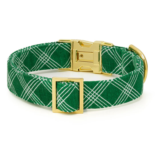 Emerald Plaid Dog Collar