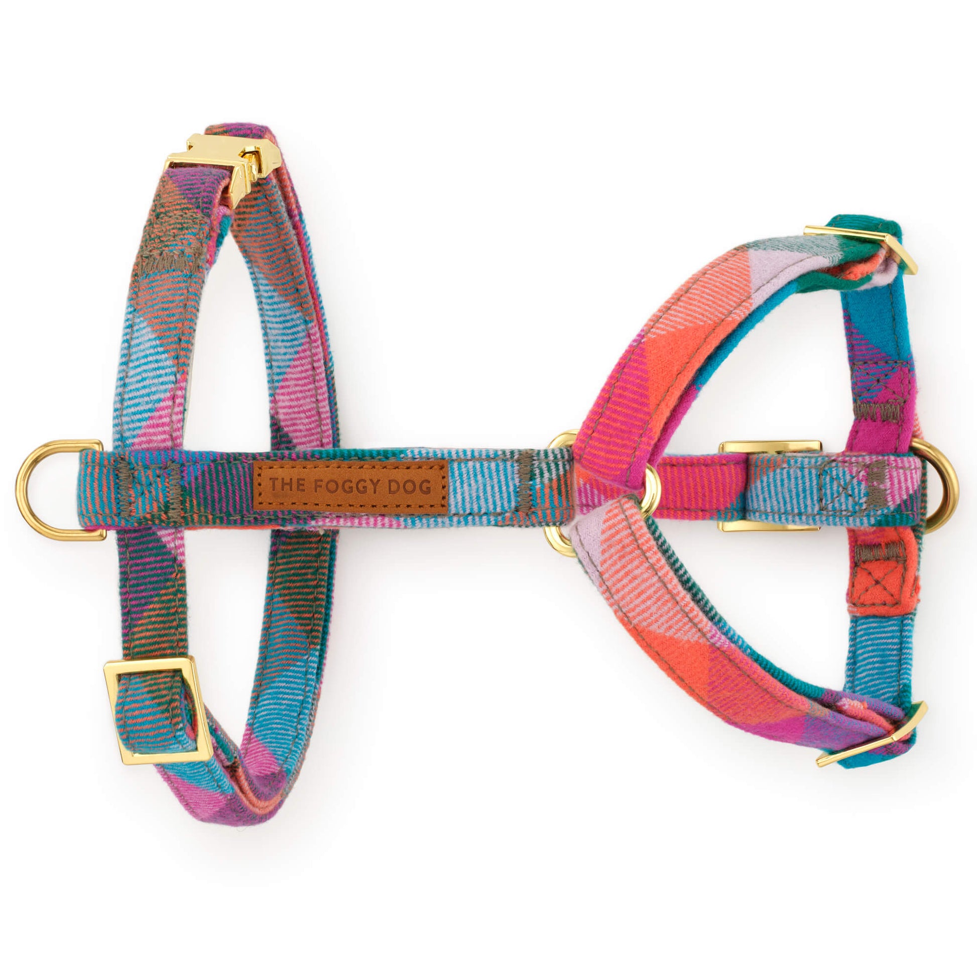 Color Pop Plaid Flannel Dog Harness from The Foggy Dog