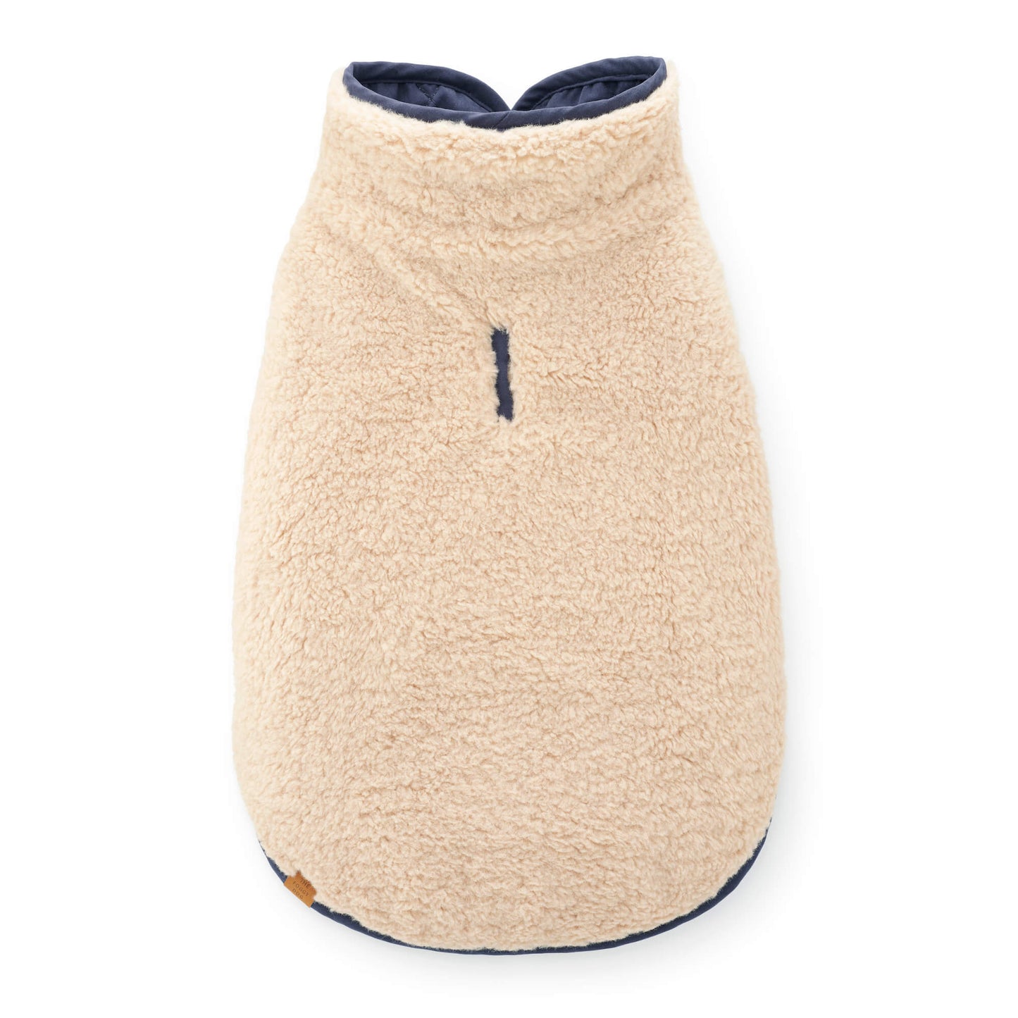 Navy Sherpa-Lined Reversible Dog Jacket from The Foggy Dog