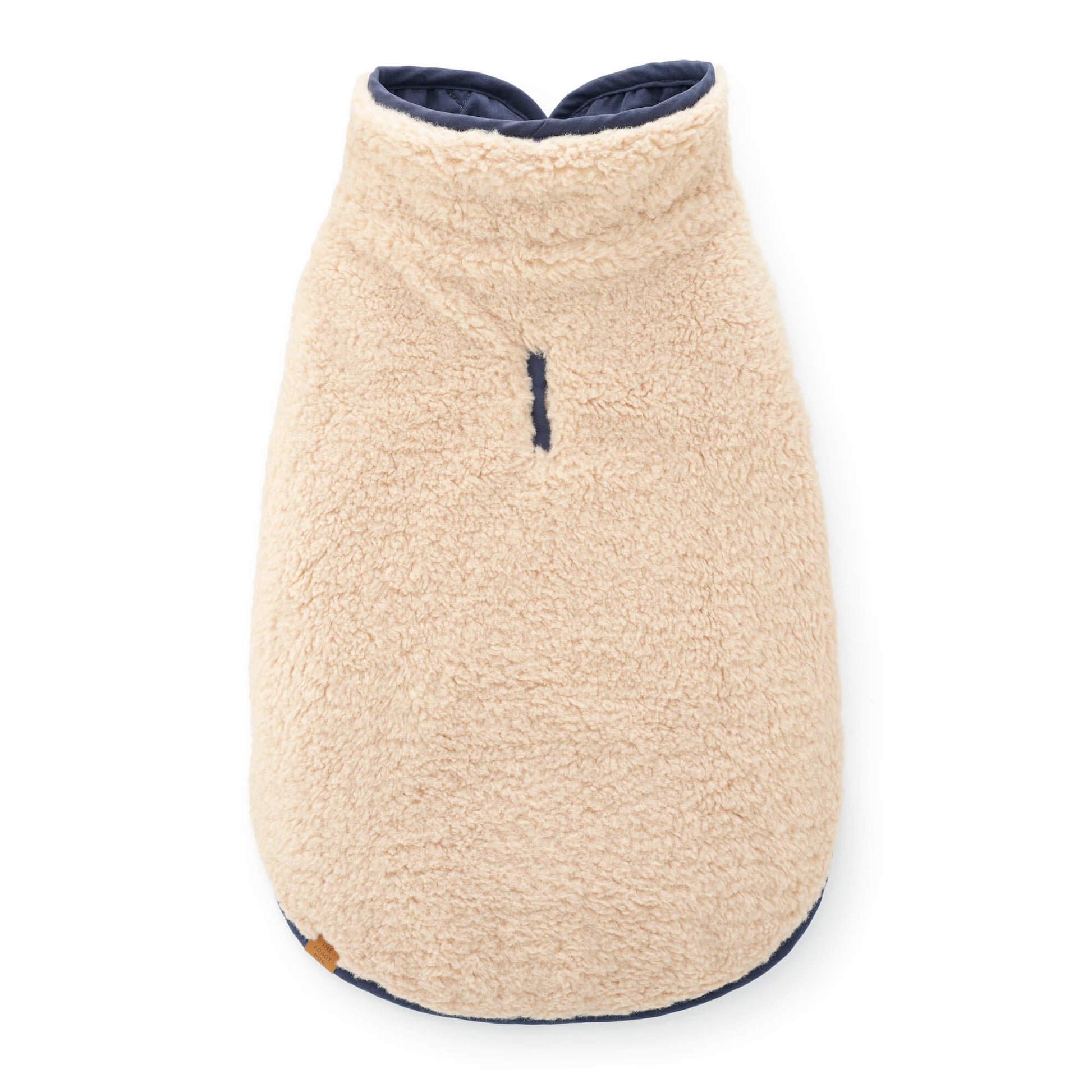 Navy Sherpa-Lined Reversible Dog Jacket from The Foggy Dog