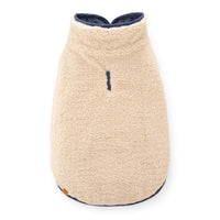 Navy Sherpa-Lined Reversible Dog Jacket from The Foggy Dog