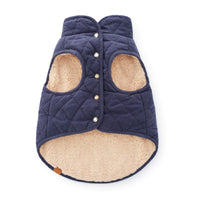 Navy Sherpa-Lined Reversible Dog Jacket from The Foggy Dog