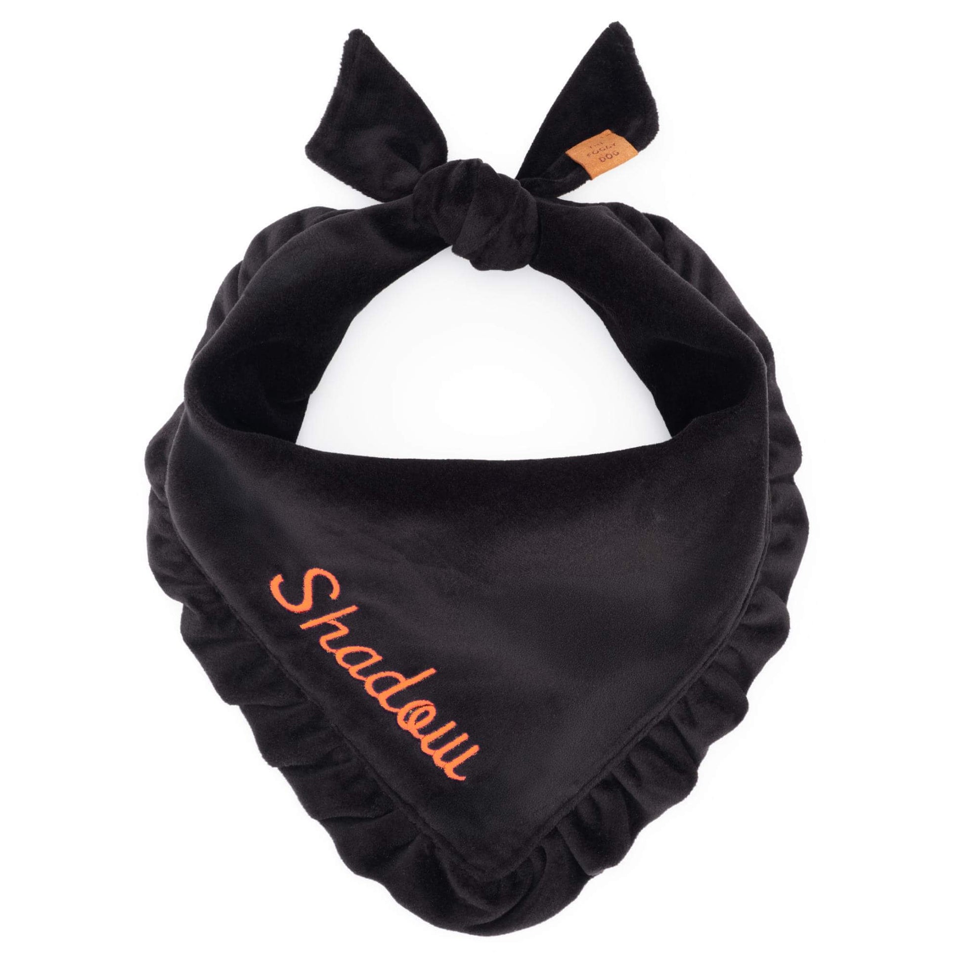 Black Velvet Ruffled Dog Bandana from The Foggy Dog