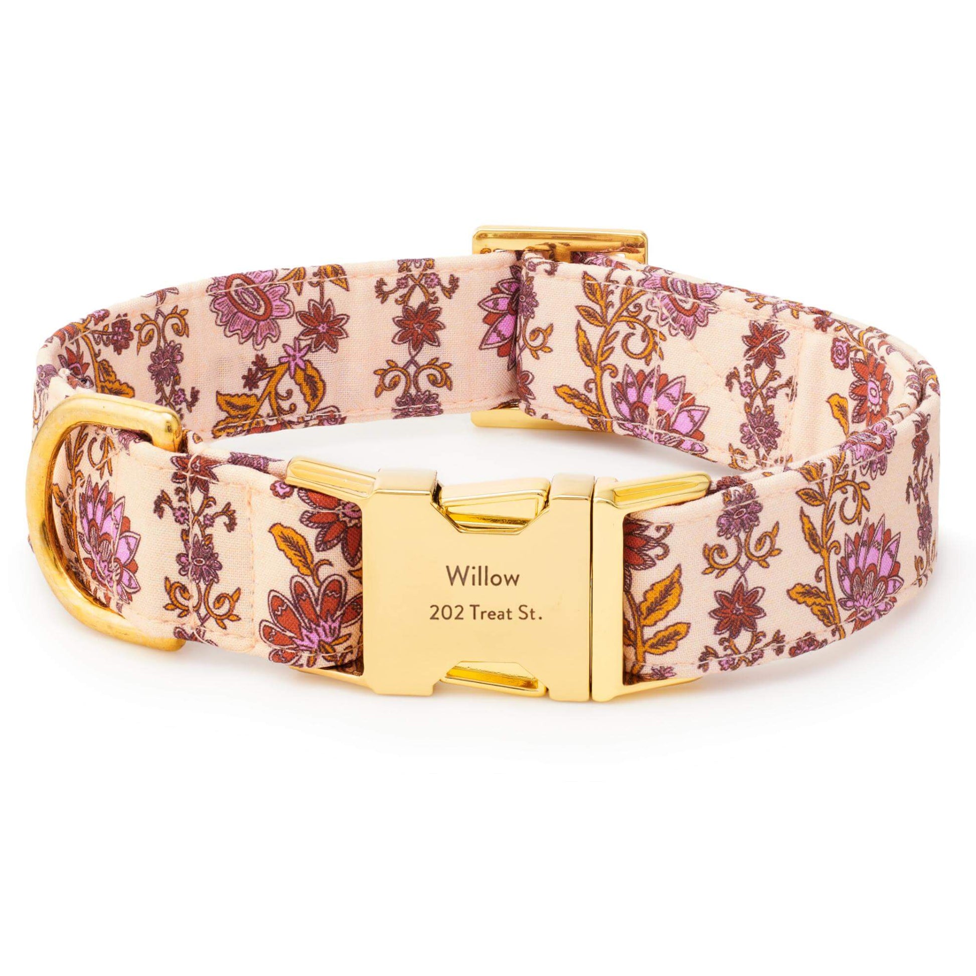 Blockprint Floral Dog Collar from The Foggy Dog