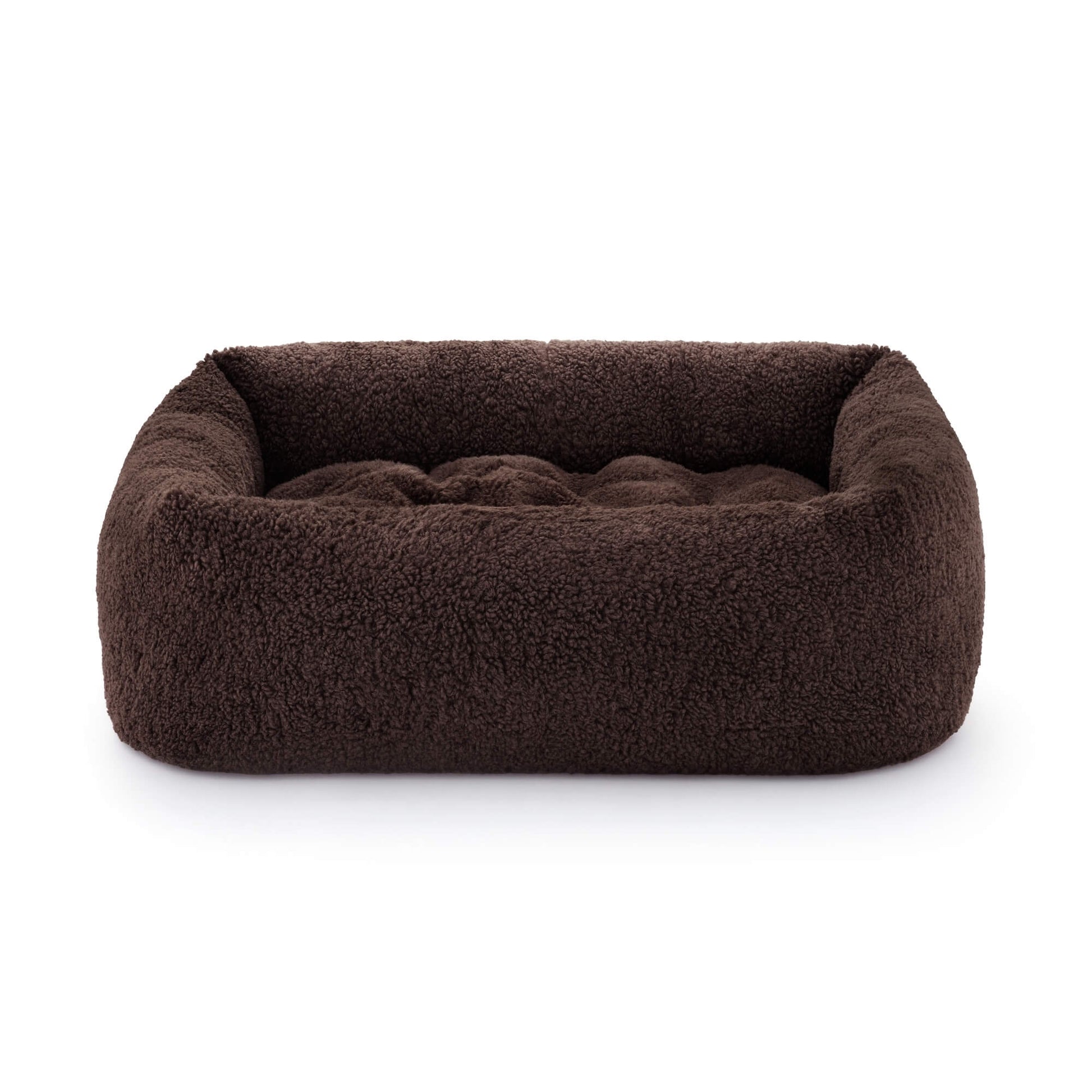 Chocolate Recycled Sherpa Bolster Dog Bed from The Foggy Dog