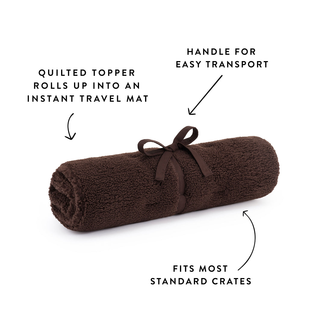 Chocolate Recycled Sherpa Bolster Dog Bed from The Foggy Dog