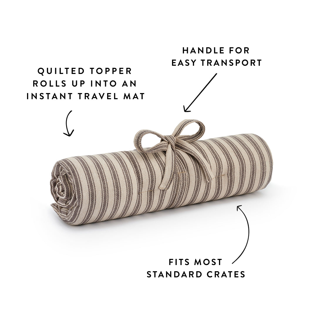 Ticking Stripe Bolster Dog Bed from The Foggy Dog