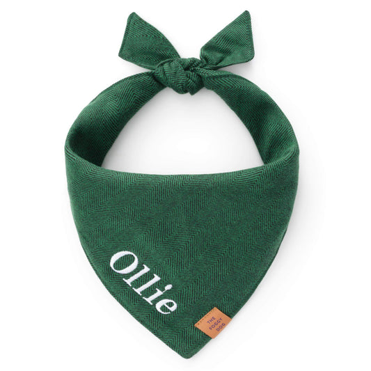 Evergreen Herringbone Flannel Dog Bandana from The Foggy Dog