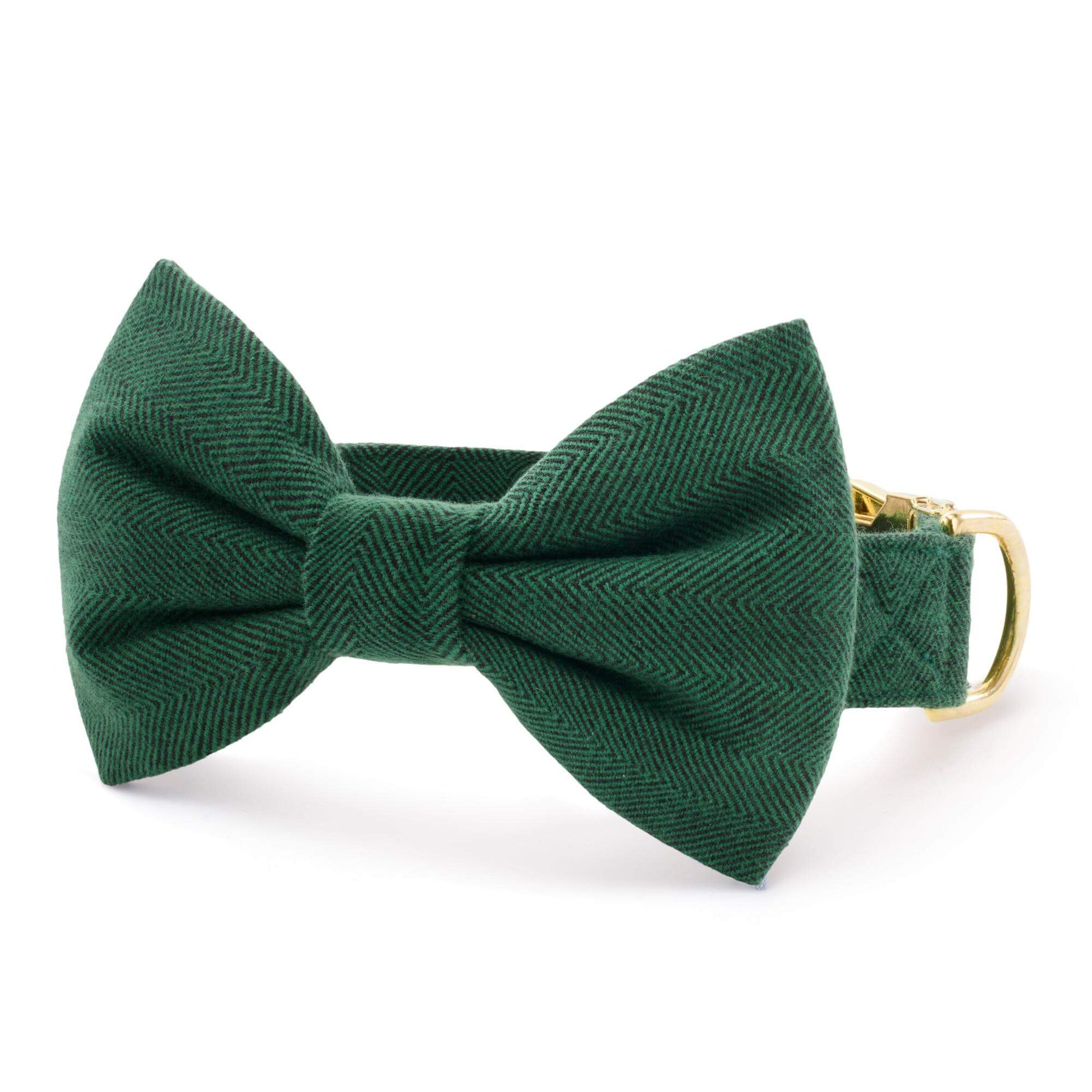 Evergreen Herringbone Flannel Bow Tie Collar from The Foggy Dog