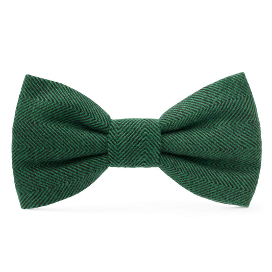 Evergreen Herringbone Flannel Dog Bow Tie from The Foggy Dog