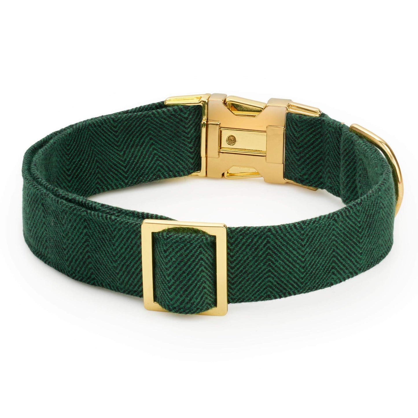 Evergreen Herringbone Flannel Dog Collar from The Foggy Dog