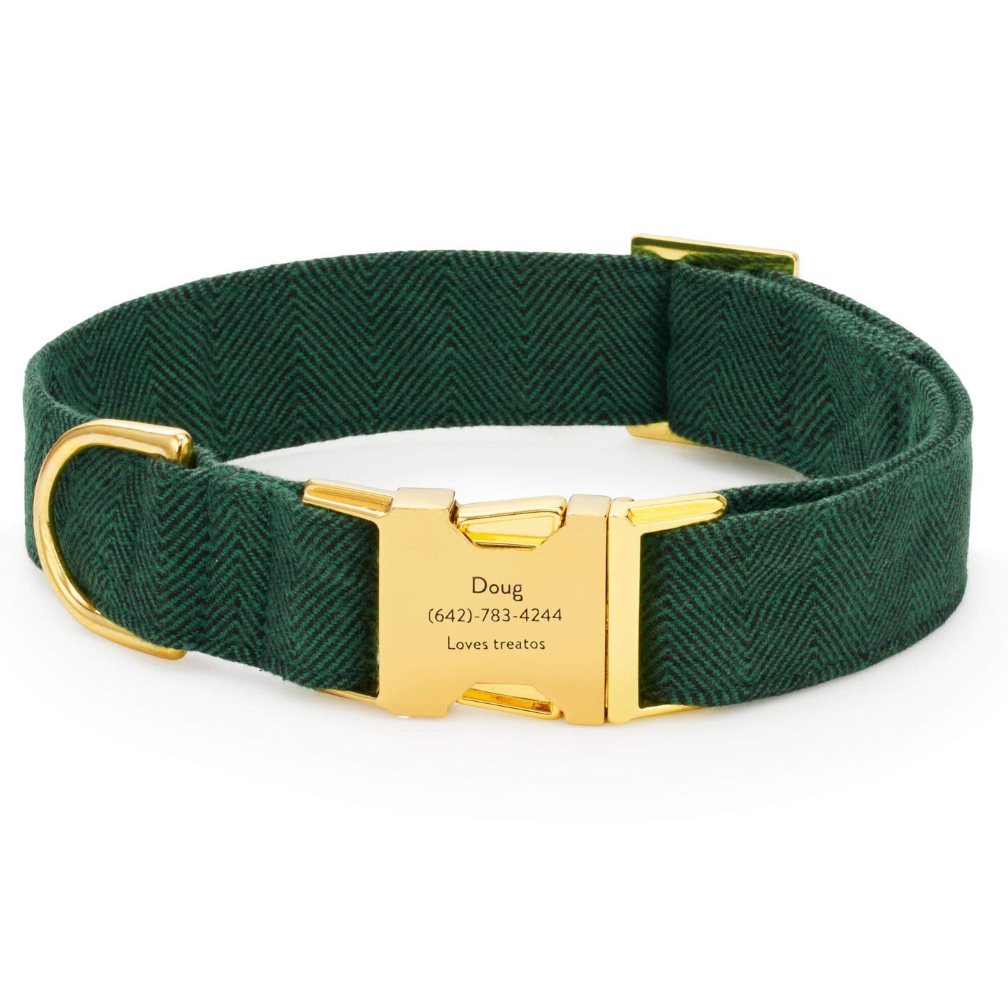 Evergreen Herringbone Flannel Dog Collar from The Foggy Dog