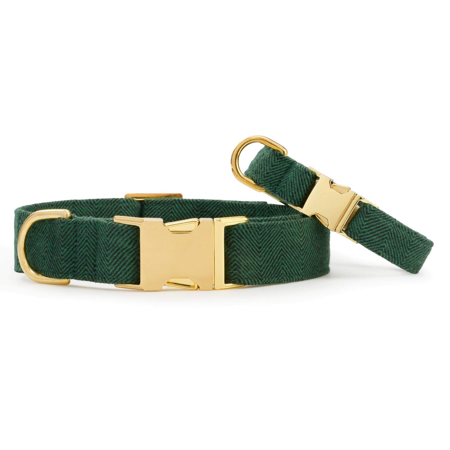 Evergreen Herringbone Flannel Dog Collar from The Foggy Dog