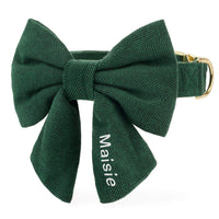 Evergreen Herringbone Flannel Lady Bow Collar from The Foggy Dog