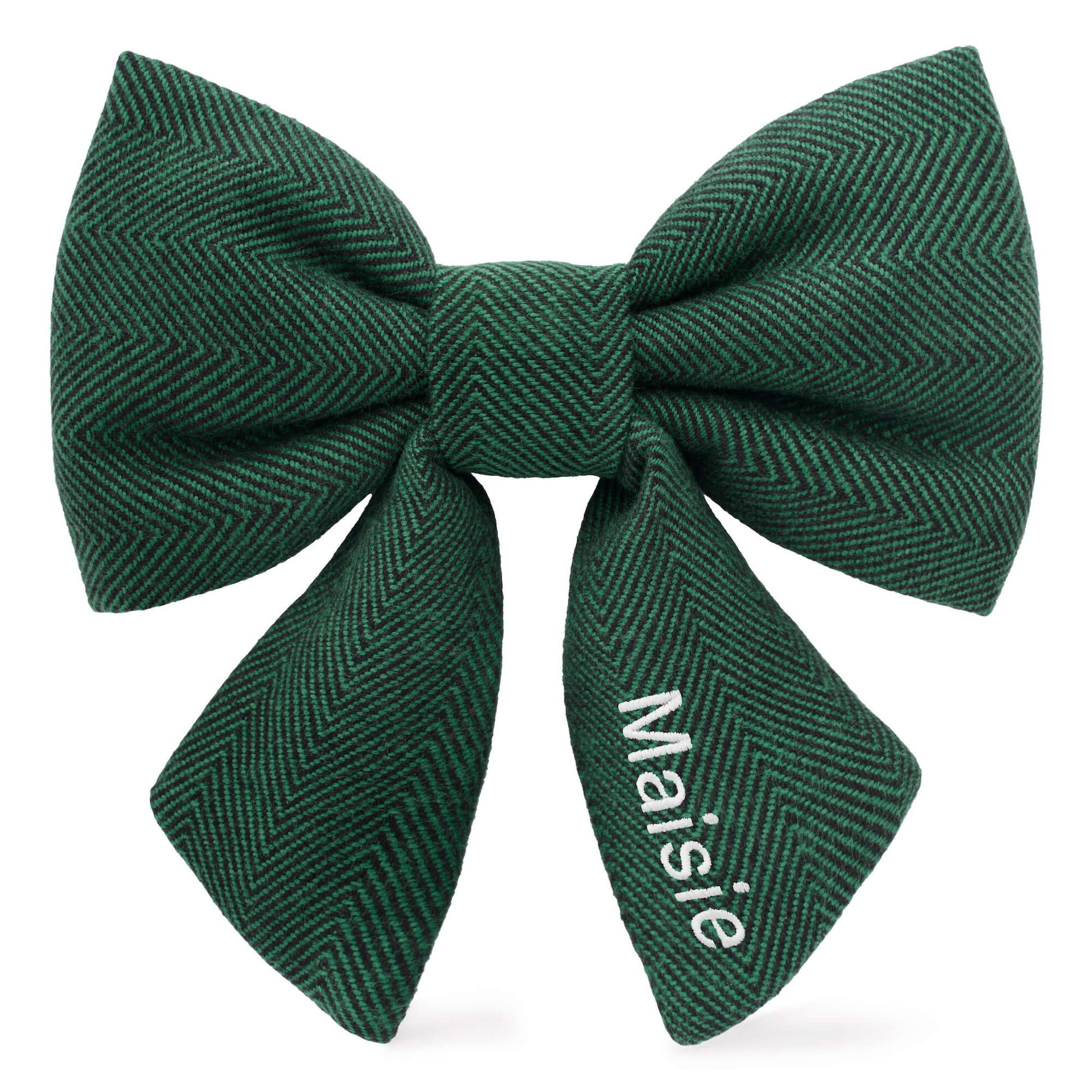 Evergreen Herringbone Flannel Lady Dog Bow from The Foggy Dog