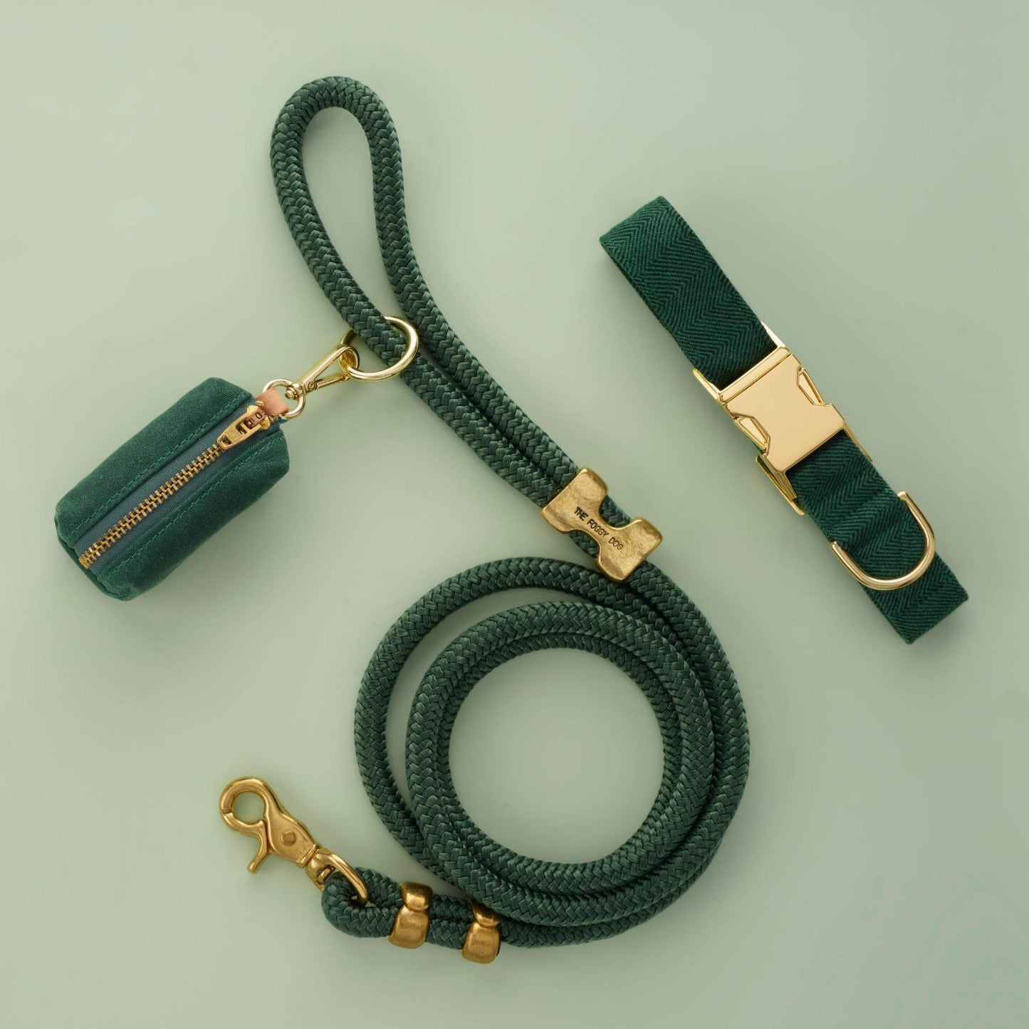 Evergreen Herringbone Flannel Collar Walk Set from The Foggy Dog