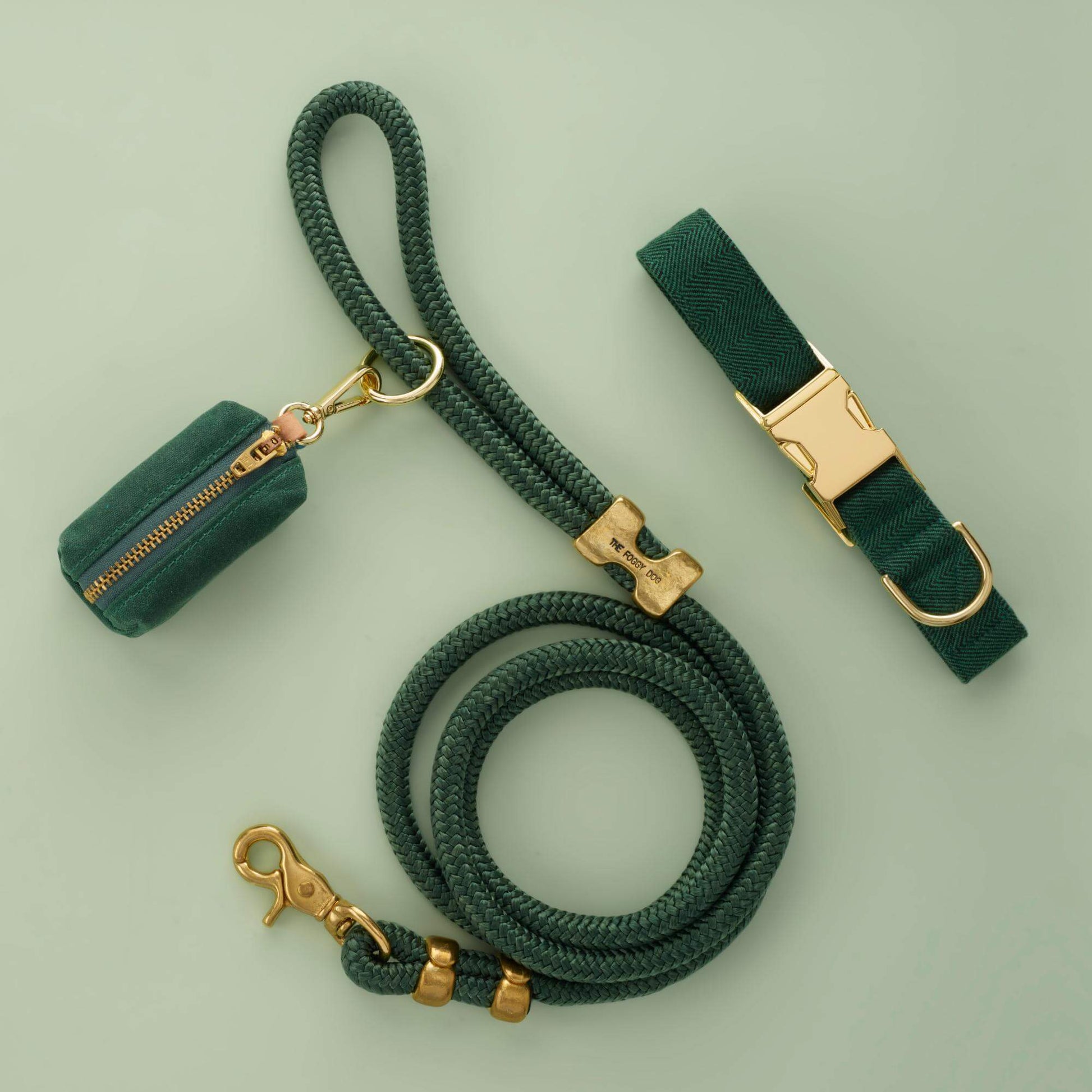 Evergreen Herringbone Flannel Collar Walk Set from The Foggy Dog