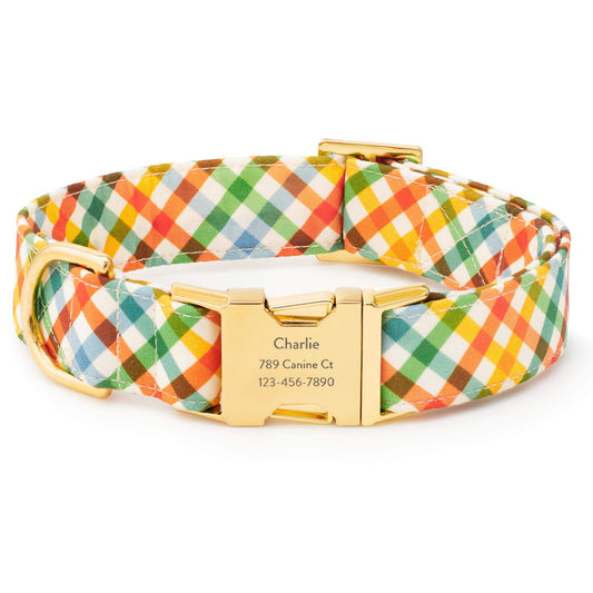 Harvest Gingham Dog Collar from The Foggy Dog