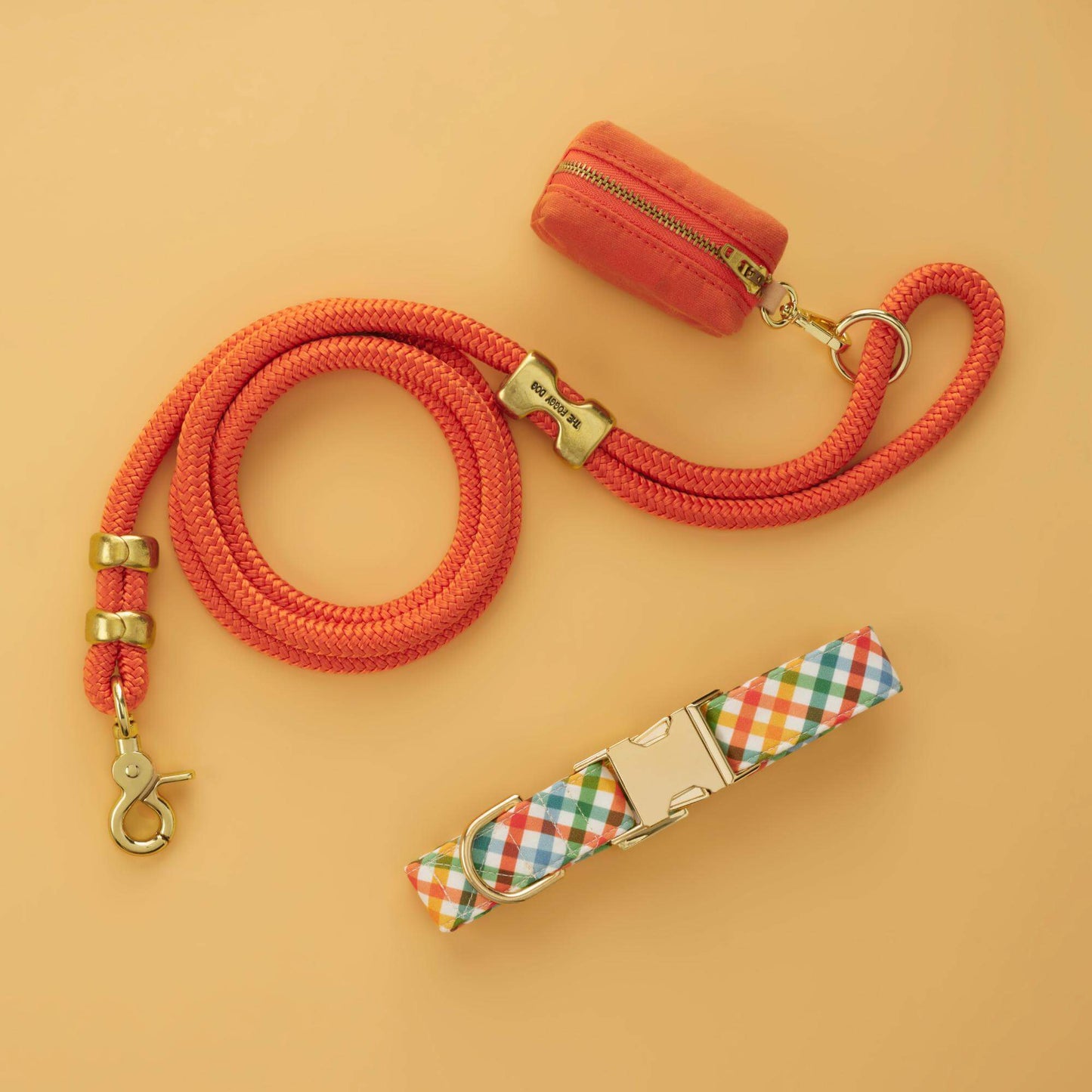 Harvest Gingham Collar Walk Set from The Foggy Dog