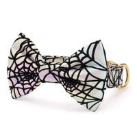 Holographic Spiderweb Dog Bow Tie  Collar from The Foggy Dog