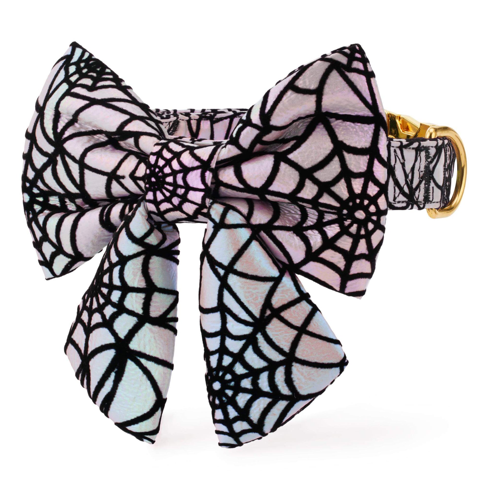 Holographic Spiderweb Lady Bow Collar from The Foggy Dog