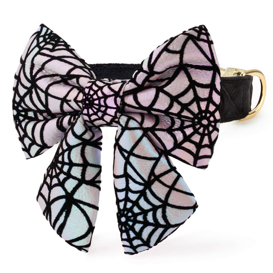 Holographic Spiderweb Lady Bow Collar