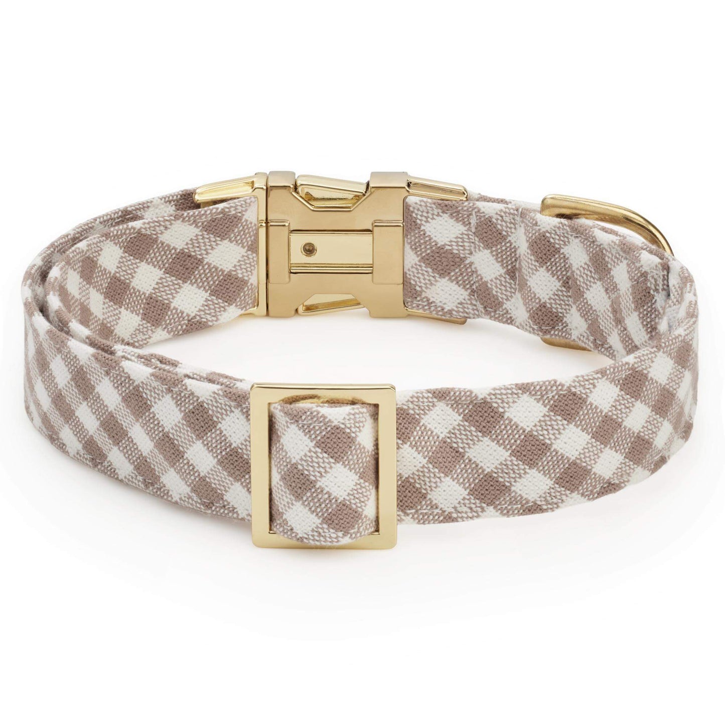 Mushroom Brown Gingham Dog Collar from The Foggy Dog
