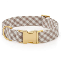 Mushroom Brown Gingham Dog Collar from The Foggy Dog