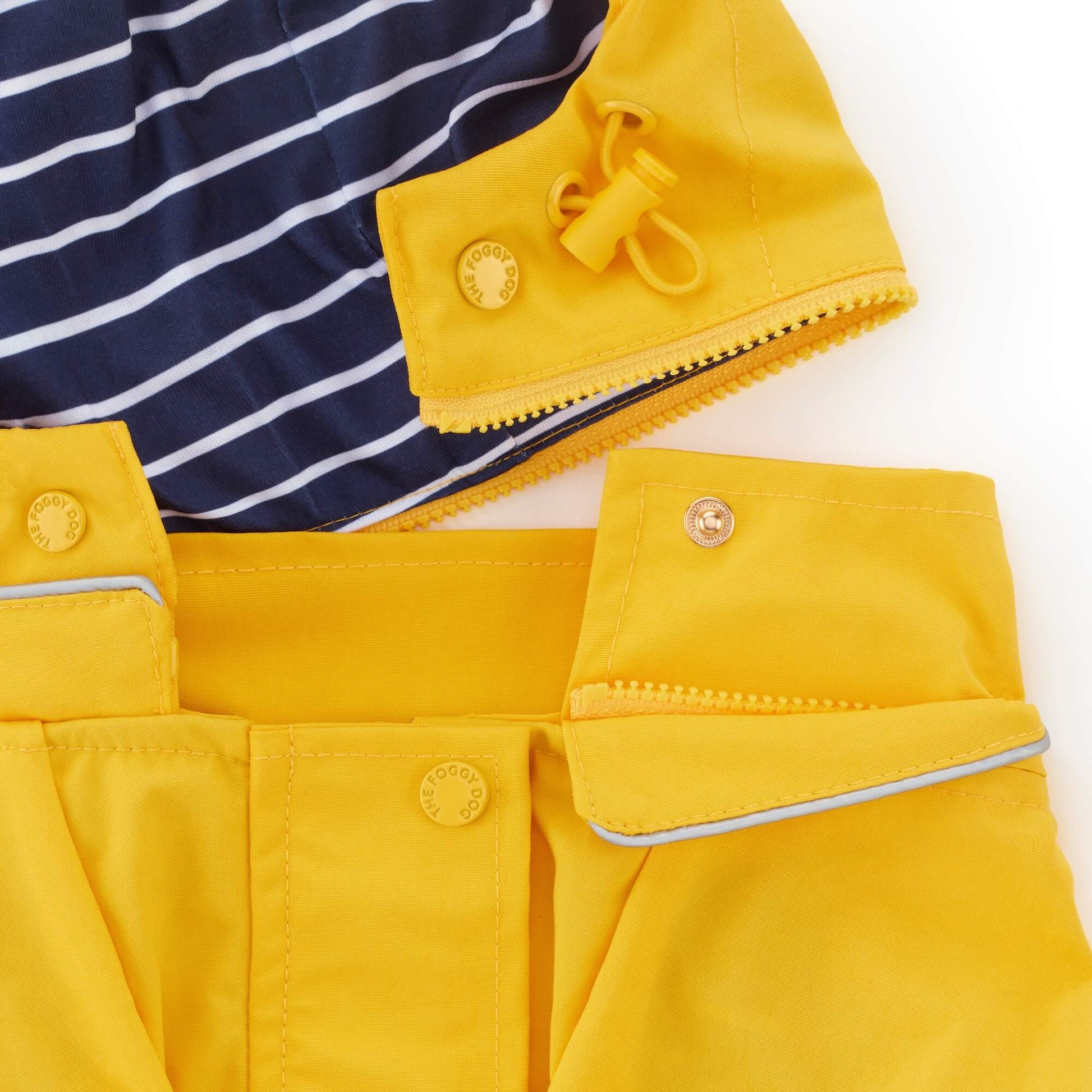 Bright Yellow Reflective Dog Raincoat from The Foggy Dog