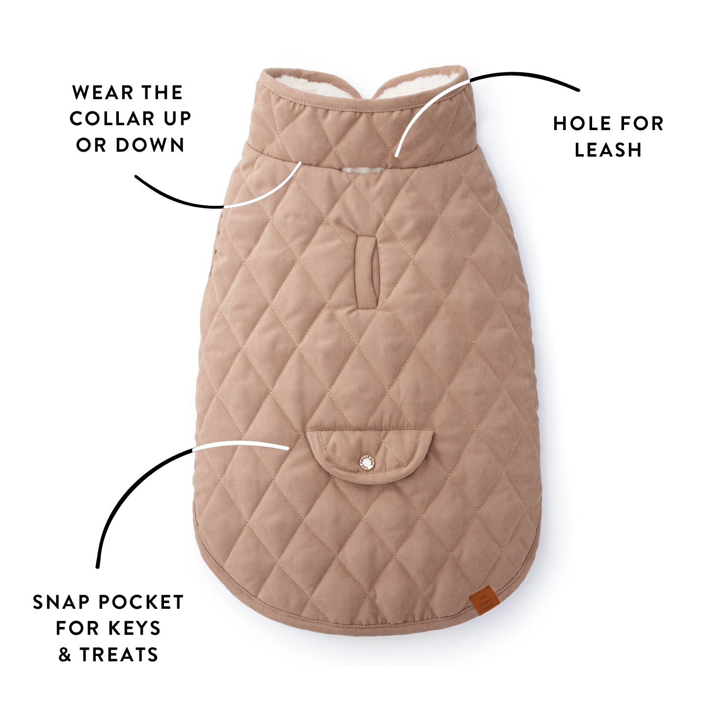 Fawn Sherpa-Lined Reversible Dog Jacket from The Foggy Dog